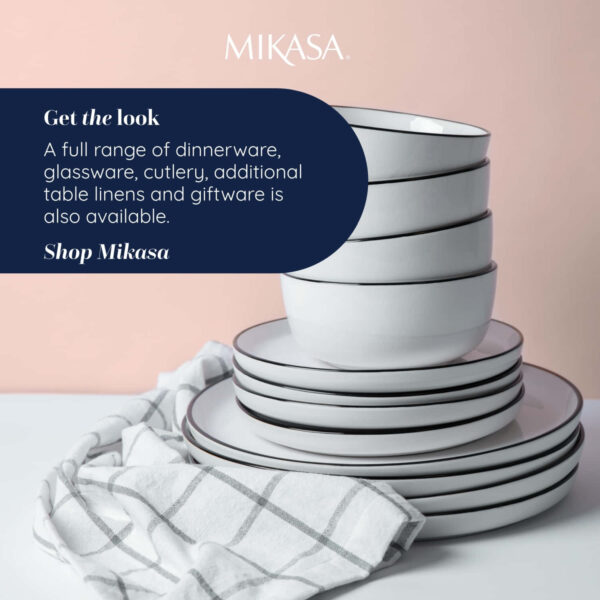 Mikasa Cotton  Linen Mix Check Table Runner Grey 230cm