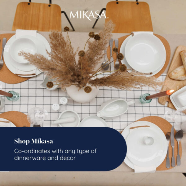 Mikasa Cotton  Linen Mix Check Table Runner Grey 230cm