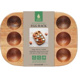 KitchenCraft Natural Elements Acacia Wood Egg Rack 25x17.5x4cm