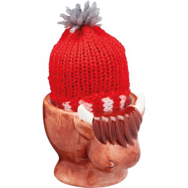 KitchenCraft Highland Cow Egg Cup and Egg Cosy Height 5cm