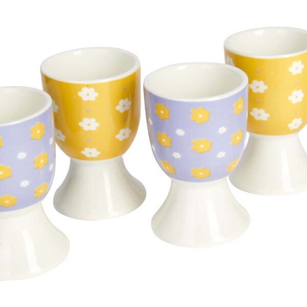 KitchenCraft Porcelain Set of Four Egg Cups Bright spots design