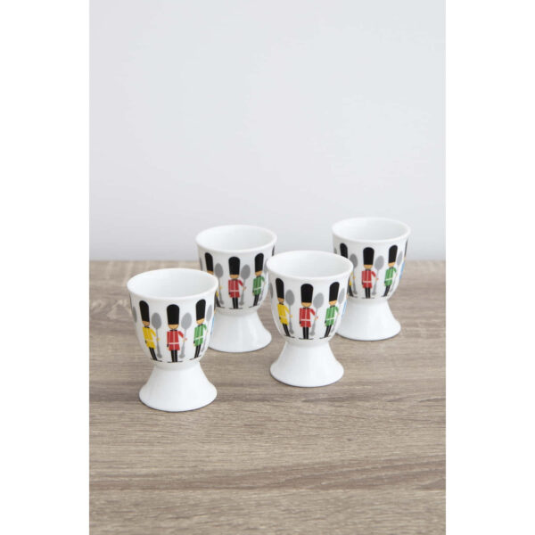 KitchenCraft Porcelain Set of Four Egg Cups Children's Soldiers design