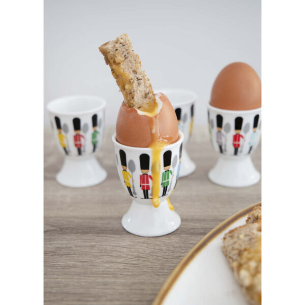KitchenCraft Porcelain Set of Four Egg Cups Children's Soldiers design