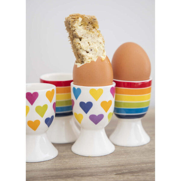 KitchenCraft Porcelain Set of Four Egg Cups Rainbow fun design