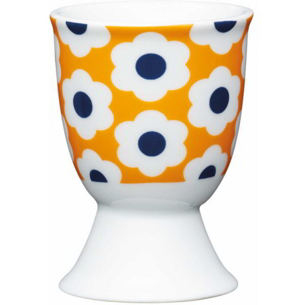 KitchenCraft Porcelain Egg Cup Retro Flower Spot Design