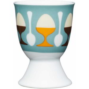 KitchenCraft Porcelain Egg Cup Retro Eggs Design