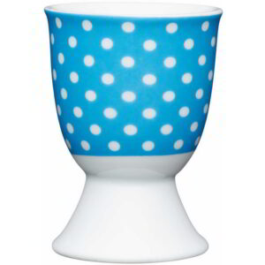 KitchenCraft Porcelain Egg Cup Blue Polka Dot Design