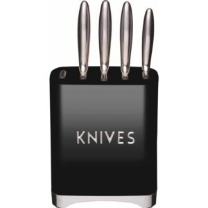 KitchenCraft Lovello Midnight Black Five Piece Knife Set with Metal Storage Block
