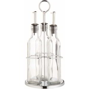 KitchenCraft World of Flavours Italian Three Bottle Oil and Vinegar Set with Stand 270ml