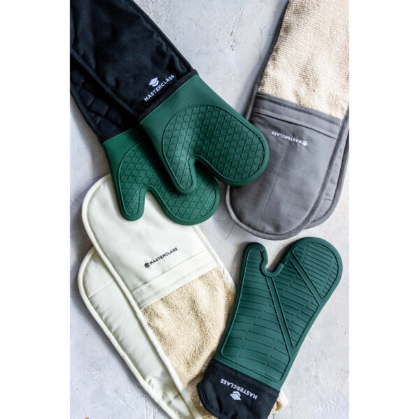 MasterClass Seamless Silicone Single Oven Glove with Cotton Sleeve Hunter Green