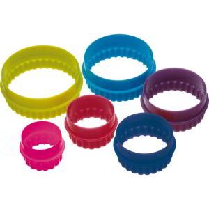 Colourworks Brights Six Peice Round Shaped Plastic Cookie / Pastry Cutter Set