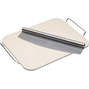 KitchenCraft World of Flavours Italian Pizza Stone and Cutter Rectangular 37.5x30x1.5cm