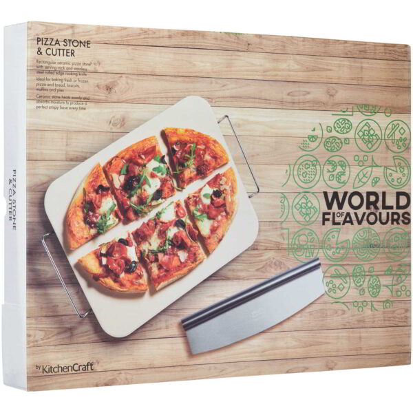 Pizzakivi ja lõikur 37.5x30x1.5cm piklik Italian World of Flavours