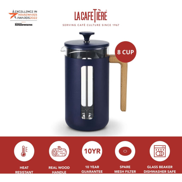 La Cafetière Pisa Stainless Steel Cafetière Eight Cup Navy