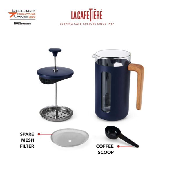 La Cafetière Pisa Stainless Steel Cafetière Eight Cup Navy