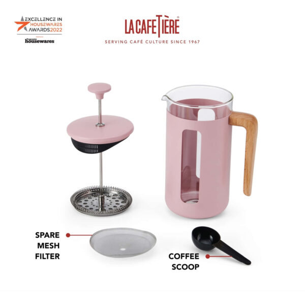 La Cafetière Pisa Stainless Steel Cafetière Eight Cup Pink