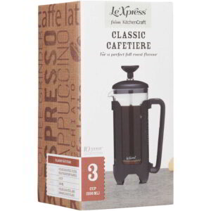 KitchenCraft Le’Xpress Matt Black Stainless Steel Cafetière Three Cup Cafetière 350ml