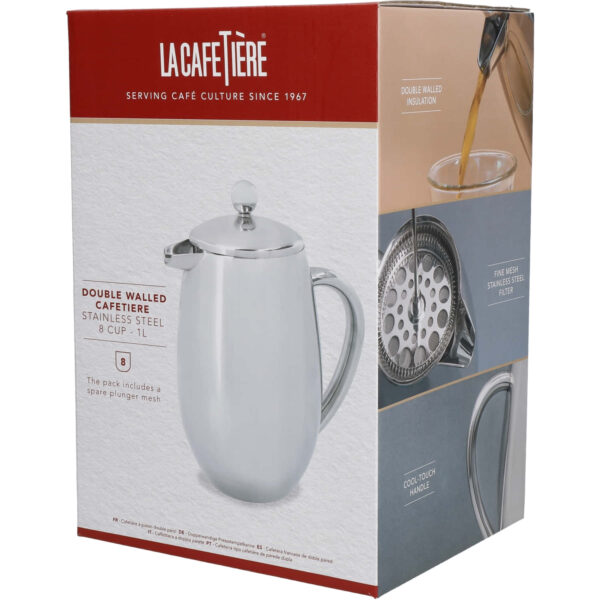 La Cafetière Stainless Steel Double Walled Insulated Cafetière Eight Cup