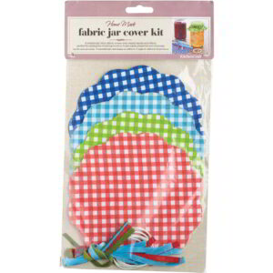 Home Made Set of Eight Fabric Jar Cover Kit - Gingham Patterned