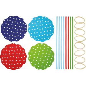 Home Made Set of Eight Fabric Jar Cover Kit - Spot Patterned