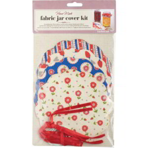 Home Made Set of Eight Fabric Jar Cover Kit - Heart Patterned