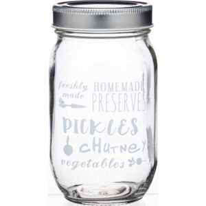 Home Made 500ml (1lb) Glass Assorted Text Print Jars