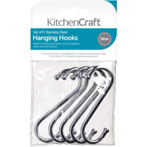 KitchenCraft Chrome Plated 'S' Hooks 100mm Bag of Five