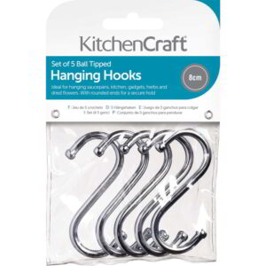 KitchenCraft Chrome Plated 'S' Hooks 80mm Bag of Five