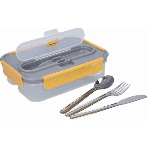 Built Stylist 1.05 Litre Lunch Box with Stainless Steel Cutlery 23.5x17x6.5cm