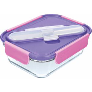 Built Active Glass 900ml Lunch Box with Stainless Steel Cutlery 16x21x7.5cm