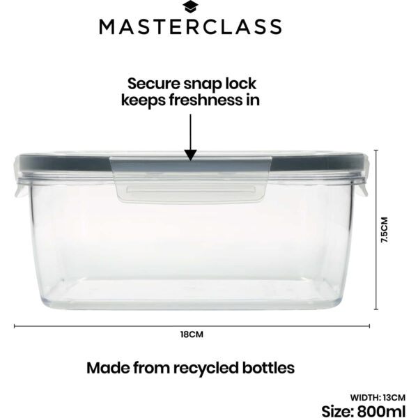 MasterClass Recycled Eco Snap Food Storage Container Rectangular 800ml