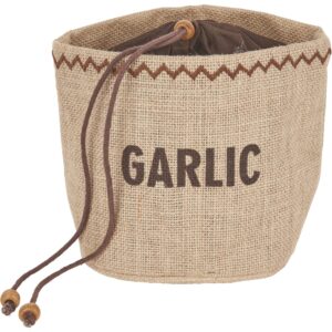 Natural Elements Hessian Garlic Preserving Bag. 23cm x 9cm x 16cm