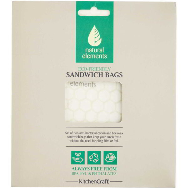 KitchenCraft Natural Elements Eco-Friendly Beeswax Sandwich Bags Set of Two