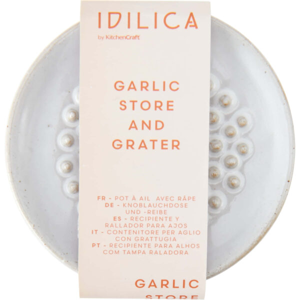 KitchenCraft Idilica Stoneware 10cm Garlic Store and Grater