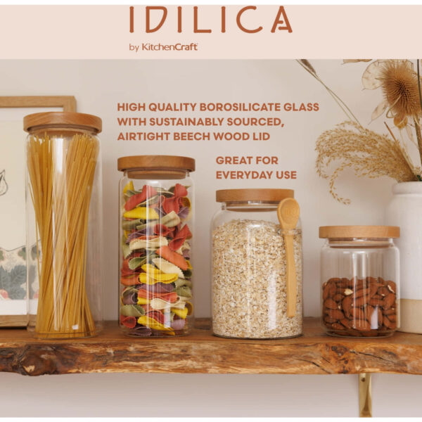 KitchenCraft Idilica Glass 1.2 Litre Storage Jar with Spoon