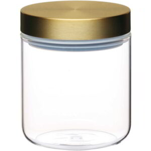 MasterClass Small Glass Storage Jar with Burnished Brass Lid 700ml (10x12.5cm)