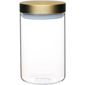 MasterClass Medium Glass Storage Jar with Burnished Brass Lid 1 Litre (10x17.5cm)