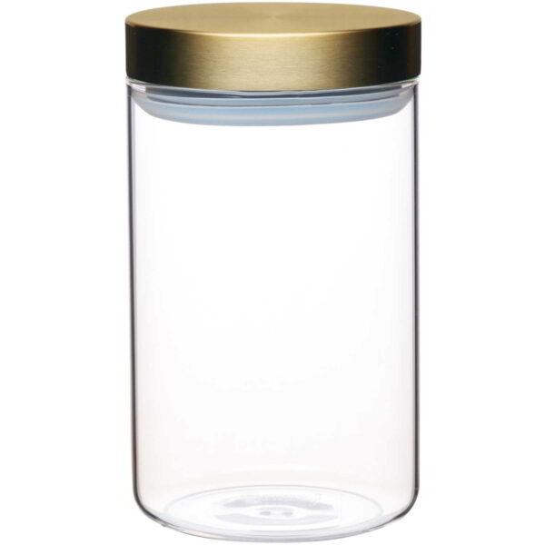 MasterClass Medium Glass Storage Jar with Burnished Brass Lid 1 Litre (10x17.5cm)