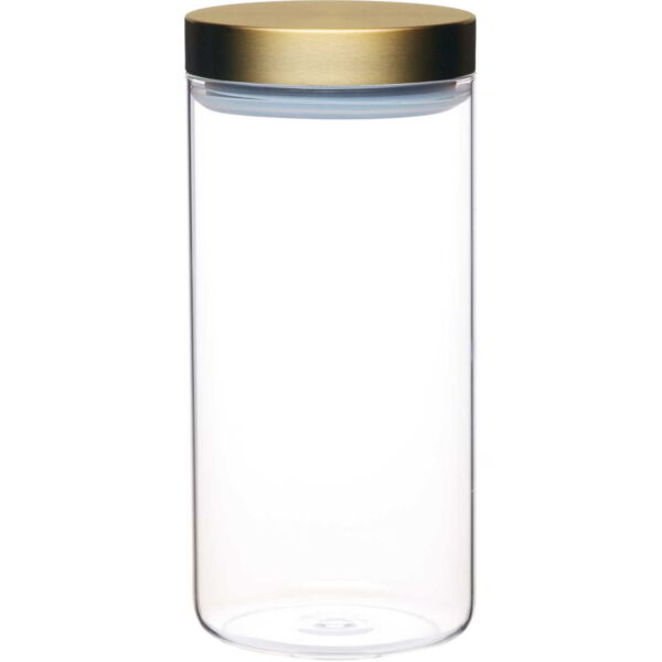 MasterClass Large Glass Storage Jar with Burnished Brass Lid 1.5 Litres (10x22.5cm)
