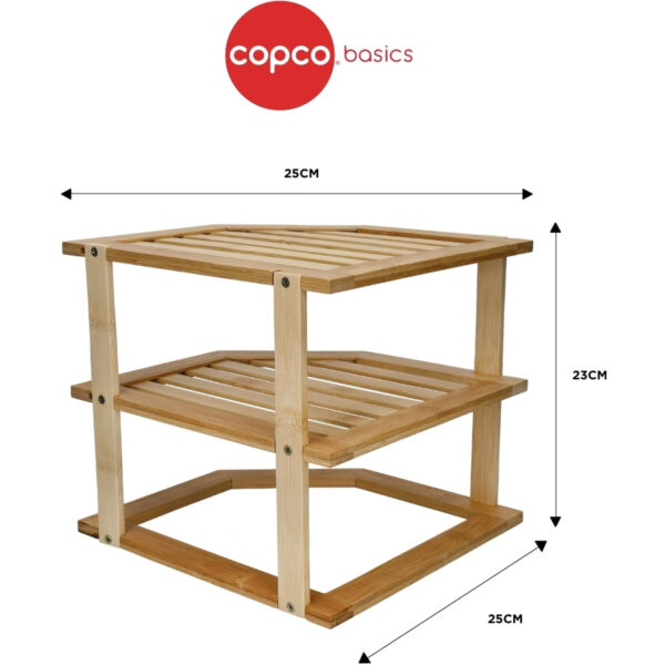 Copco Bamboo Three Tier Kitchen Corner Storage Shelf