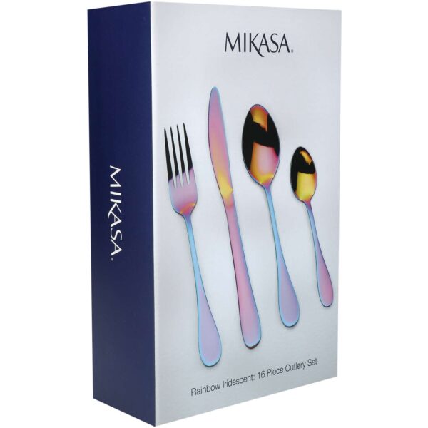 Mikasa 16pc Stainless Steel Cutlery Set Iridescent rainbow