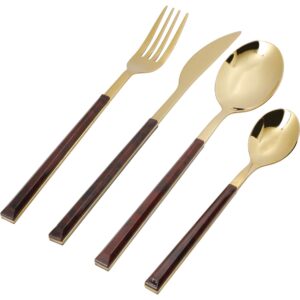 Mikasa Sixteen Piece Stainless Steel Tortoiseshell Cutlery Set