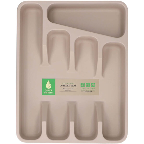 KitchenCraft Natural Elements Eco-Friendly Bamboo Fibre Cutlery Tray 33x25x5cm