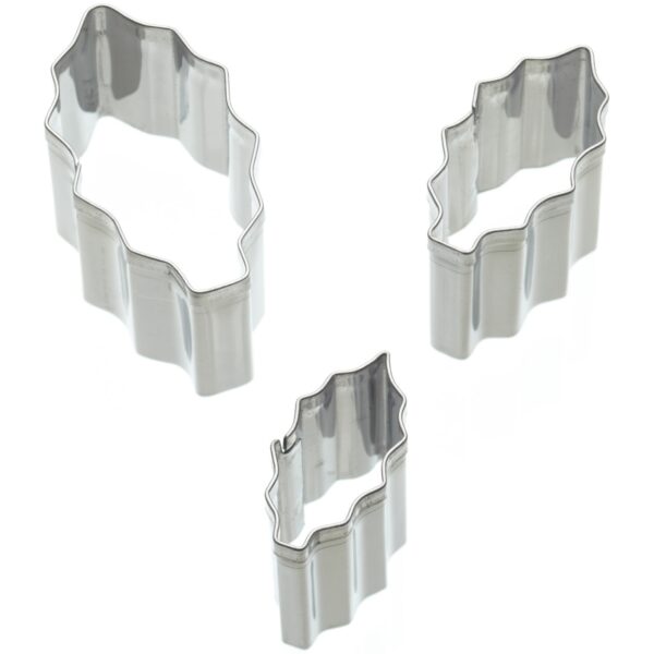 KitchenCraft Sweetly Does It Mini Fondant Cutter Stainless Steel Holly Design Set of 3