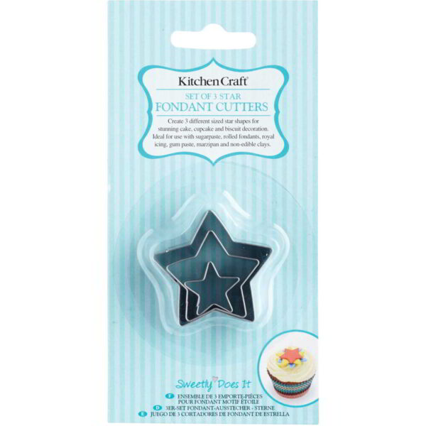 KitchenCraft Sweetly Does It Mini Fondant Cutter Stainless Steel Stars Set of 3