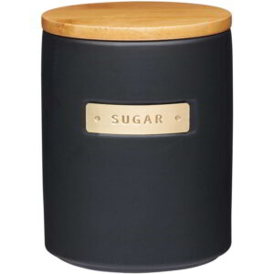 MasterClass Sugar Matt Black Ceramic Storage Jar 1.2 Litres/12x16cm