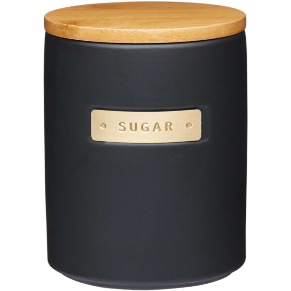 MasterClass Sugar Matt Black Ceramic Storage Jar 1.2 Litres/12x16cm