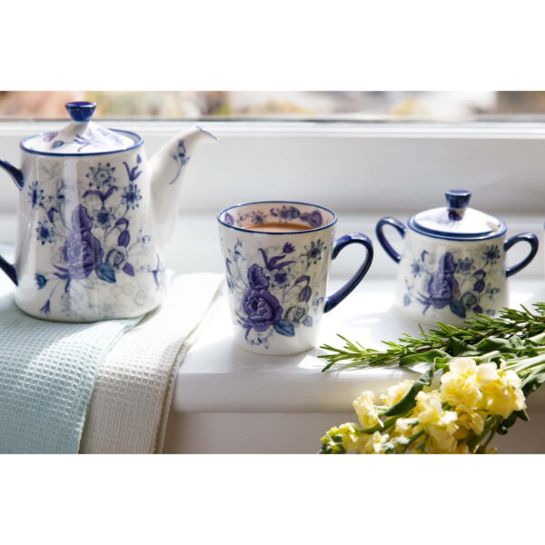 London Pottery Ceramic Blue Rose Sugar Pot