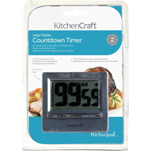 KitchenCraft Large Chromed Easy Read 100 Minute Timer