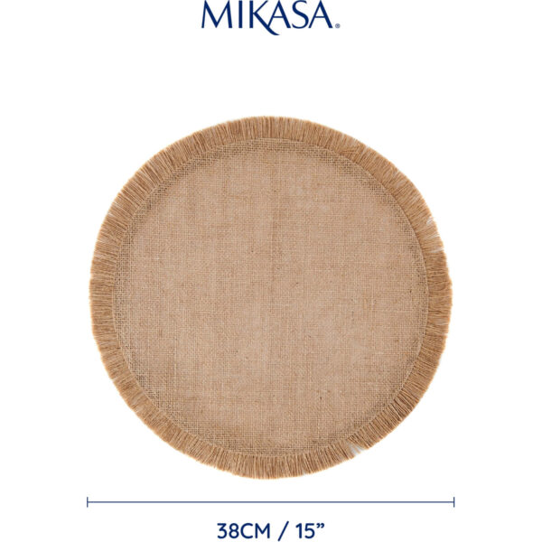 Mikasa 4pc Hessian Round Woven Placemats Natural 38cm